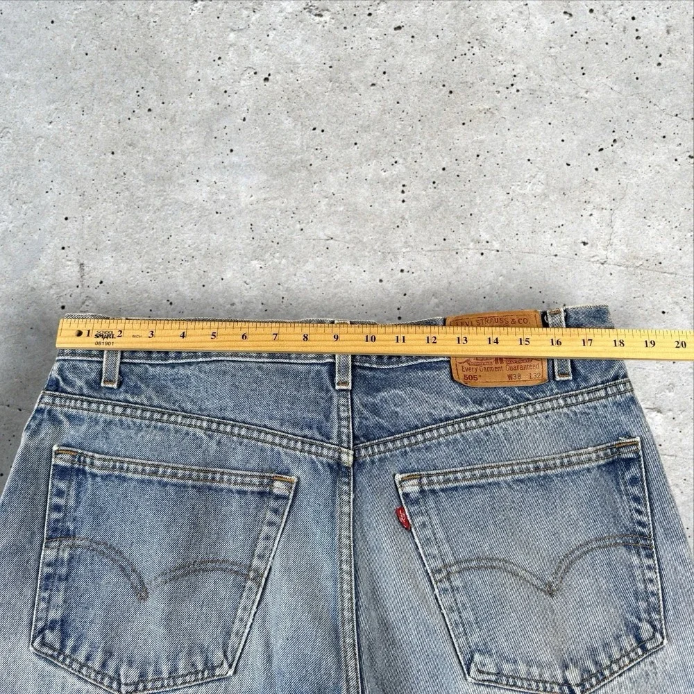 Vtg Levis 505 Jeans Measure‎ 36x32 90s Light Wash Straight Relaxed Denim